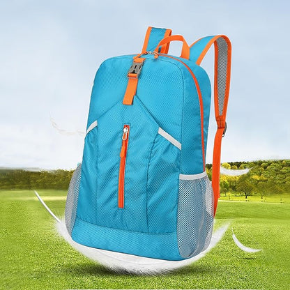25L Hiking-Backpack Foldable-Sports Daypack-Camping Collapsible Bag Water Resistant Lightweight Travel Men Women (Blue)