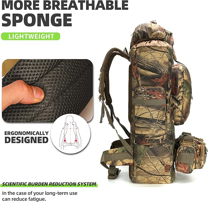 King'sGuard 100L Camping Hiking Backpack Molle Rucksack Military Camping Backpacking Daypack