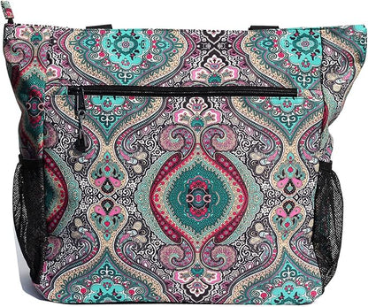 ESVAN Original Floral Water Resistant Large Tote Bag Shoulder Bag for Gym Beach Travel Daily Bags Upgraded