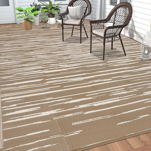HEBE Outdoor Rug 8'x10' for Patios Clearance Waterproof Patio Mat Plastic Straw Rug Reversible RV Camping Tent Rug Outside Indoor Outdoor Area Rugs for RV,Deck,Beach,Balcony,Camper