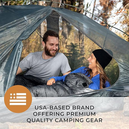 Hyke & Byke Katahdin 15 F Hiking & Backpacking Sleeping Bag - 4 Season, 625FP Ultralight Sleeping Bag - Water Resistant - Charcoal Gray - Long