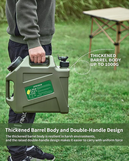 3.5 Gallon Water Jug, Overlanding Gear Water Containers Spigot, Camping Essential Truly Leak-Proof Press Faucet Green Water Tank,BPA Free Portable Emergency Water Storage for Outdoors Hiking RV