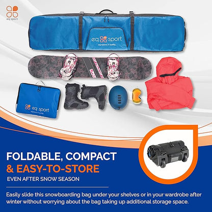EQ SPORT Snowboard Bag with Wheels - Fully Padded & Waterproof Rolling Snowboard Bag for Air Travel, Boot Bag Included - Fits 2 Boards - Heavy-Duty YKK Zippers - Storage for Snow Gears