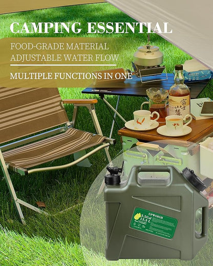 3.5 Gallon Water Jug, Overlanding Gear Water Containers Spigot, Camping Essential Truly Leak-Proof Press Faucet Green Water Tank,BPA Free Portable Emergency Water Storage for Outdoors Hiking RV