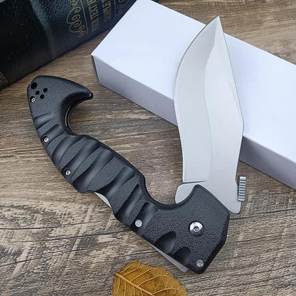10.4in Unisex Adult Lockback Folding Knife - Tri-Ad Lock Pocket Knife with AUS8 Steel blade and Nylon Glass Fiber Handle，Thumb Plate and Belt Clip, for EDC Camping Hunting Survival