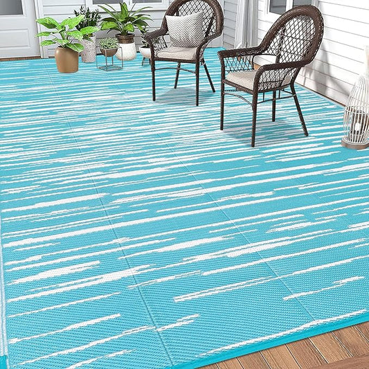 HEBE Outdoor Rug 8'x10' Waterproof for Patios Clearance, Reversible Plastic Straw Rug Camping Carpet, Indoor Outdoor Area Rugs Patio Mats for RV,Picnic,Backyard,Deck,Balcony,Porch
