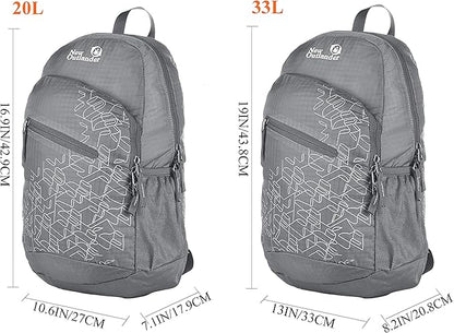 Outlander Packable Handy Lightweight Travel Hiking Backpack Daypack-Grey-L
