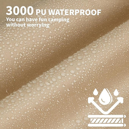 ONTYZZ Khaki Rectangle Tent Footprint Waterproof Camping Tarp Two in One Ground Sheet Mat and Tent Tarp for Camping Outdoor Hiking Beach Picnic, 149 * 220㎝