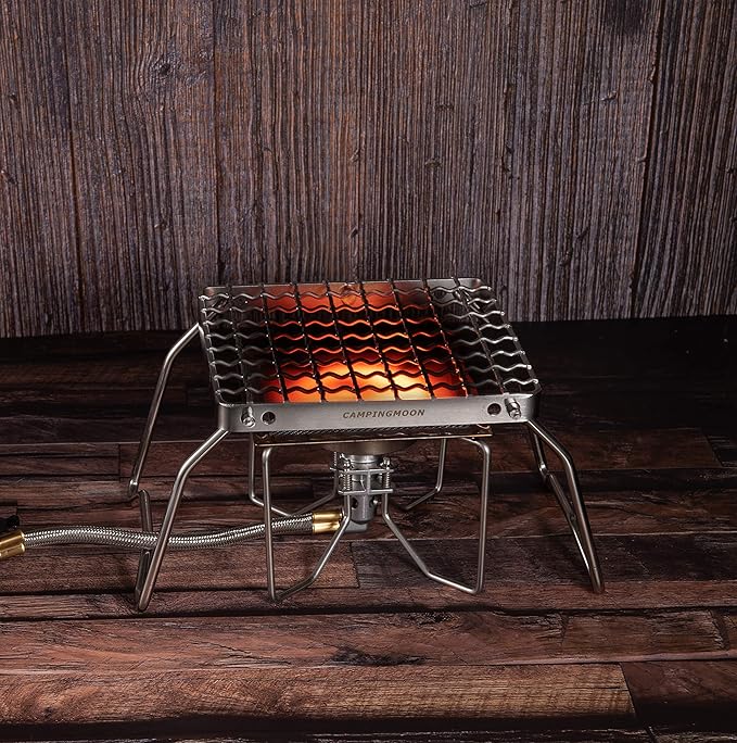 CAMPINGMOON Portable Folding Camping Campfire Grill over Fire Split Stoves 304 Stainless Steel (ZJP 1011)
