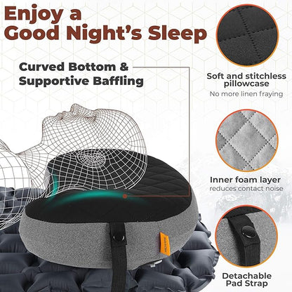 TREKOLOGY Camping Pillow with Removable Cover, Inflatable Pillow for Backpacking, Ultralight Inflatable Camp Pillows for Sleeping Portable Compact Pillow for Hiking Travel