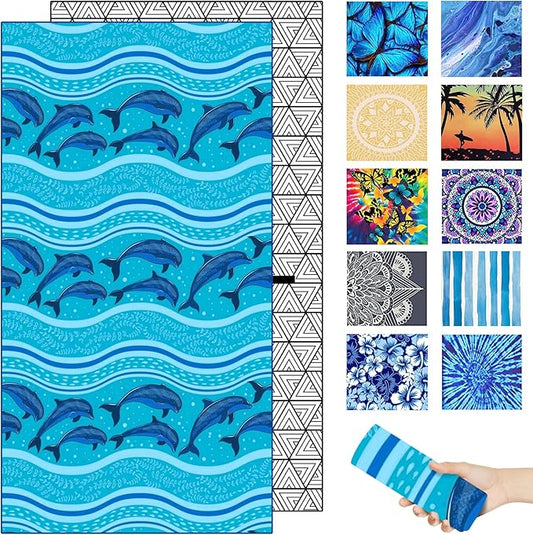 Microfiber Beach Towel – Whale Quick Dry Lightweight Sand Free Oversized Large Towel Accessories Travel Must Have Swim Pool Yoga Camping Gear Summer Cruise Ship Essentials Cloud Compact Gift