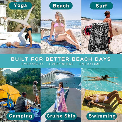 Microfiber Beach Towel – Quick Dry Lightweight Sand Free Oversized Large Towel Accessories Swim Pool Yoga Camping Summer Cruise Ship Essentials Compact Sandproof Gift (River Shell Sunset,71" 32")