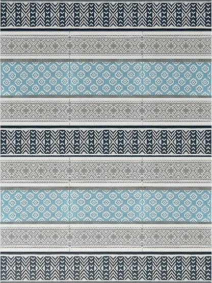 BalajeesUSA Outdoor Plastic Patio Rugs – 9x12, Grey, Teal Durable and Affordable Multipurpose Woven Plastic Straw All-Weather and Waterproof Rug Reversible Camper Mats Large rv mats Outdoor