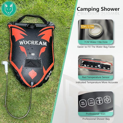 Camping Portable Solar Shower Bag, 25L, with On/Off Shower Head, for Camping, Beach Swimming, Outdoor Traveling, Camping Accessories
