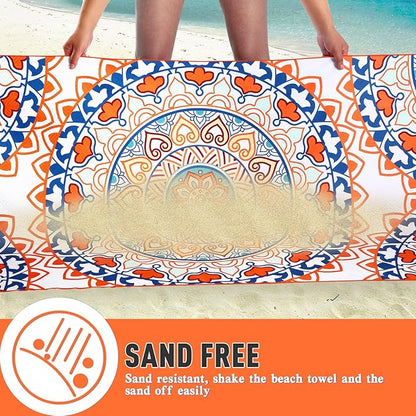 2 Pack Microfiber Beach Towel, Oversized Microfiber Pool Towel 75”x 35”, Sand-Free Beach Towel, Quick Drying Camping Towel, Super Absorbent Bath Towel Blanket, Soft Breathable and Lightweight