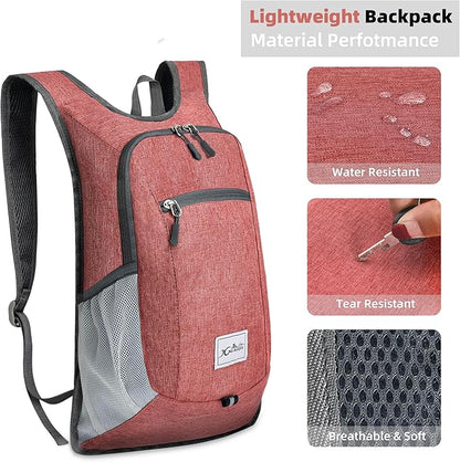Hiking Backpack 15L Small Travel Backpack Lightweight Daypack Foldable Hiking Backpack Packable Camping Hiking Backpack for Women Men (Red)