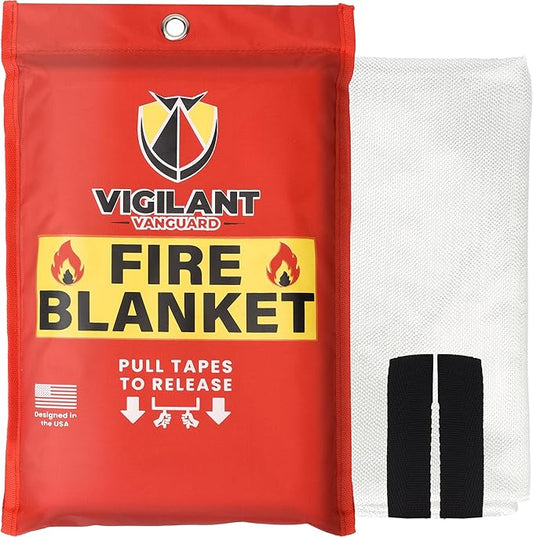 Emergency Fire Blanket for Home and Kitchen (40"x40") - Reusable Fire Blankets Emergency for Home, Office, Car, Camping, Grill, Fireplace, Picnic, School and Warehouse