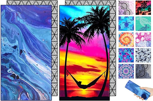 Microfiber Quick Dry Beach Towel – Lightweight Sand Free Oversized X-Large Towel Accessories Travel Must Have Swim Pool Yoga Camping Gear Summer Cruise Ship Compact Sandproof Gift Star River Sunset