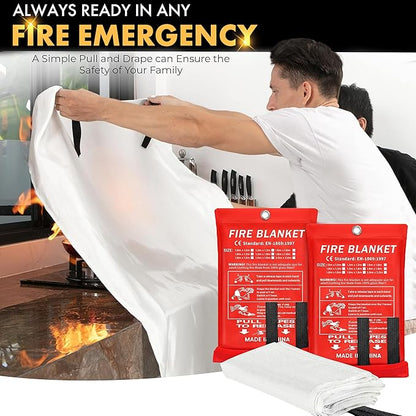 40”x40” Fire Blanket for Home and Kitchen, Emergency Fire Extinguisher Blanket, High Heat Resistant Fire Suppression for Home Safety Kitchen, and Camping (3)