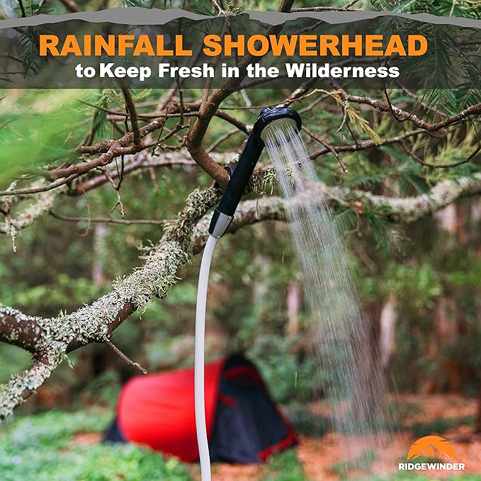 Portable Shower for Camping with Dry Bag - Camp Shower with Rechargeable Battery and Included 10L Dry Bag for Water Storage. Complete Camping Shower in a Bag (+Sprayer Attachment).