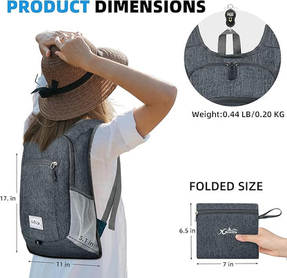 Hiking Backpack 15L Small Travel Backpack Lightweight Daypack Foldable Hiking Backpack Packable Camping Hiking Backpack for Women Men (Dark Grey)