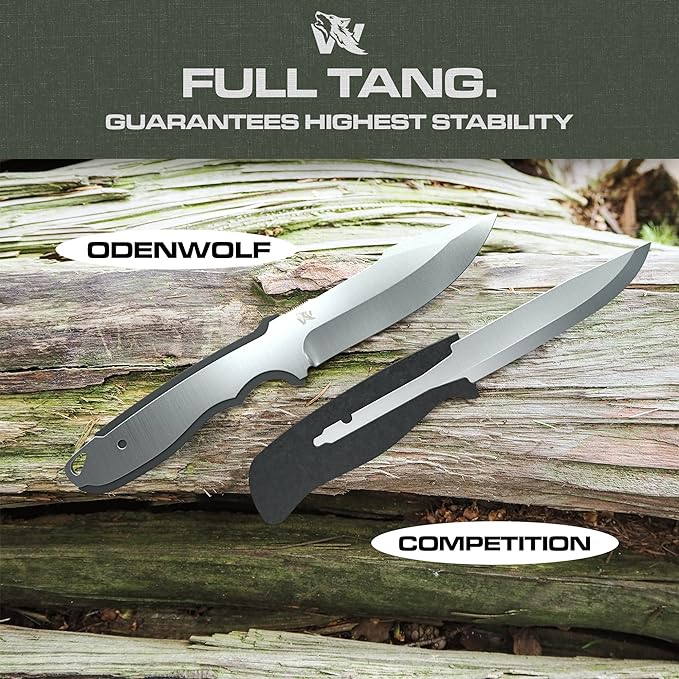 WOLF-I Full Tang Survival Knife with Sheath - Stylish Tactical Fixed Blade Knife - Made of 440C Steel - Bushcraft and Camping Knife Survival - Perfect EDC Outdoor Knife with TPE Handle