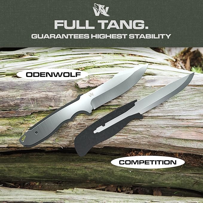 WOLF-II Full Tang Survival Knife with Sheath and Multi Lok - Strong Tactical Fixed Blade Knife - Made of D2 Steel - Bushcraft and Camping Knife - EDC Outdoor Knife with TPE Handle