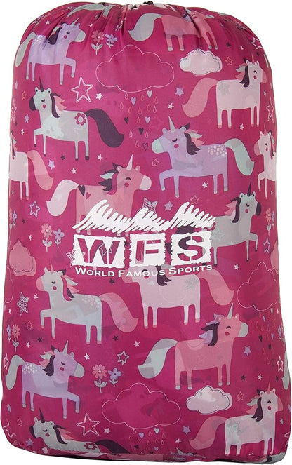 Kids 55" x 25" Unicorn 50 Degree Sleeping Bag with Backpack Stuff Sack, Pink