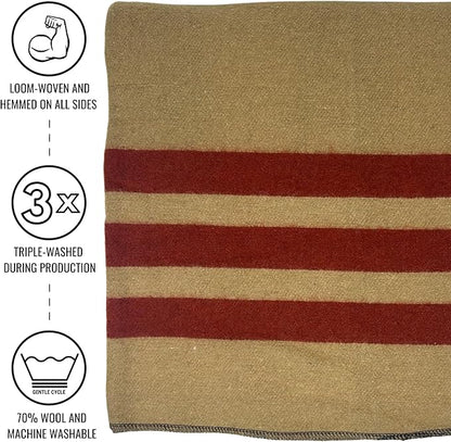 Arcturus Patterned Wool Blankets - 4.5lbs Warm, Heavy, Washable, Large | Great for Camping, Outdoors, Sporting Events, or Survival & Emergency Kits