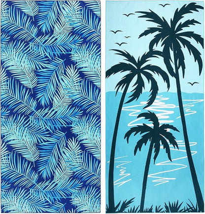 2 Pack Microfiber Beach Towel, Oversized Microfiber Pool Towel 75”x 35”, Sand-Free Beach Towel, Quick Drying Camping Towel, Super Absorbent Bath Towel Blanket, Soft Breathable and Lightweight