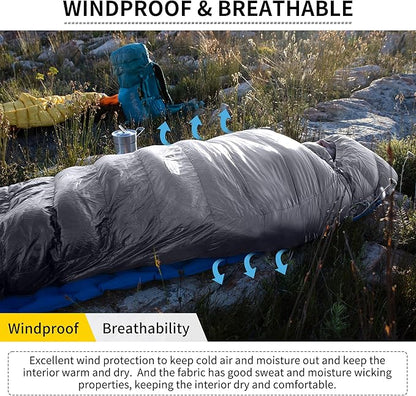 Naturehike Ultralight Down Sleeping Bag, 650FP, 3-4 Season, Adults, 32-42, Waterproof, Compact, Camping, Hiking