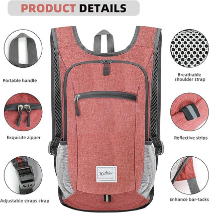 Hiking Backpack 15L Small Travel Backpack Lightweight Daypack Foldable Hiking Backpack Packable Camping Hiking Backpack for Women Men (Red)