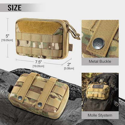 OneTigris MOLLE Pouch, Tactical Admin Pouch Belt EDC Tool Organizer Zippered Utility Waist Pack 7.5"x5"x2"