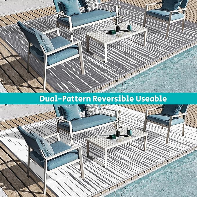 HEBE Outdoor Rug 5'x8' Waterproof for Patios Clearance, Reversible Plastic Straw Rug Camping Carpet, Indoor Outdoor Area Rugs Patio Mats for RV,Picnic,Backyard,Deck,Balcony,Porch