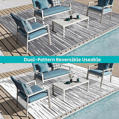 HEBE Outdoor Rug 5'x8' Waterproof for Patios Clearance, Reversible Plastic Straw Rug Camping Carpet, Indoor Outdoor Area Rugs Patio Mats for RV,Picnic,Backyard,Deck,Balcony,Porch
