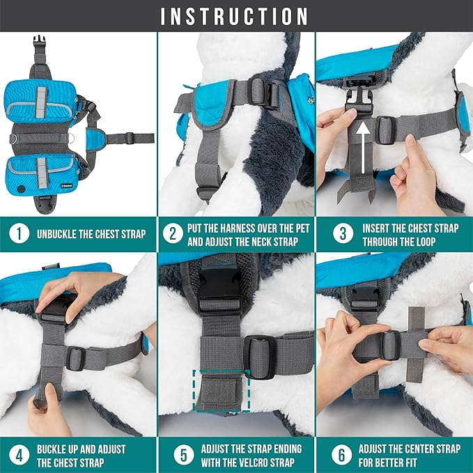 PetAmi Dog Backpack for Medium Large Dogs, Dog Saddle Bag for Dogs to Wear, Harness Saddlebag with Reflective Safety Side Pockets for Hiking, Camping, Vest Dog Pack for Travel (Green, Large)