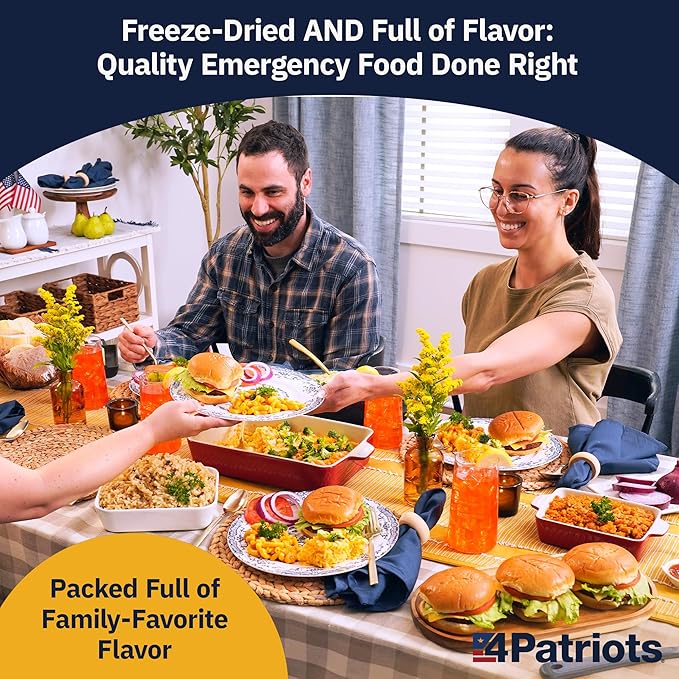 4Patriots: 1-Year Survival Food Kit - Emergency Food Supply, Freeze Dried Food, Designed to Last 25 Years, 2,848 Servings, 540,160 Total Calories, Disaster-Resistant Packaging