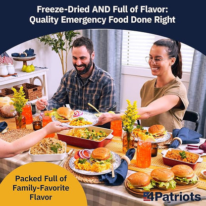 4Patriots: 1-Year Survival Food Kit - Emergency Food Supply, Freeze Dried Food, Designed to Last 25 Years, 2,848 Servings, 540,160 Total Calories, Disaster-Resistant Packaging