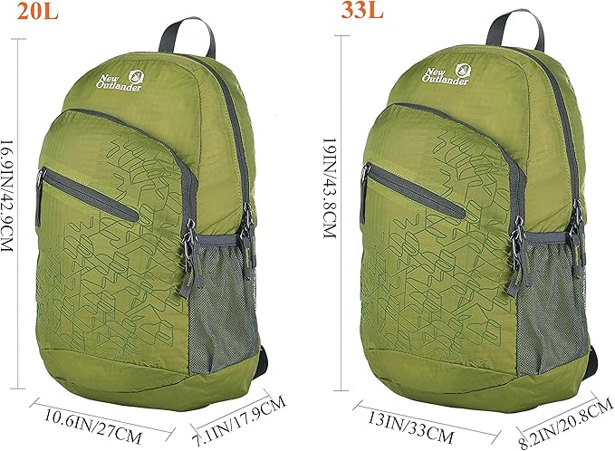 Outlander Packable Handy Lightweight Travel Hiking Backpack Daypack, Green