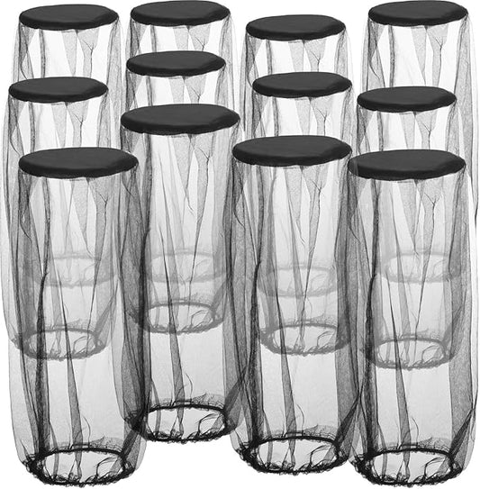 12 Pcs Mosquito Net Black Mosquito Net Face Neck Fly Netting Hood Protecting Net Cover Wearable Mosquito Face Net for Bugs Insect Mosquito Net Hat for Outdoor Hiking Camping Walking