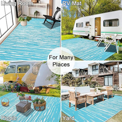 HEBE Outdoor Rug 5'x8' for Patios Clearance Waterproof Patio Mat Plastic Straw Rug Reversible RV Camping Tent Rug Outside Indoor Outdoor Area Rugs for RV,Deck,Beach,Balcony,Camper