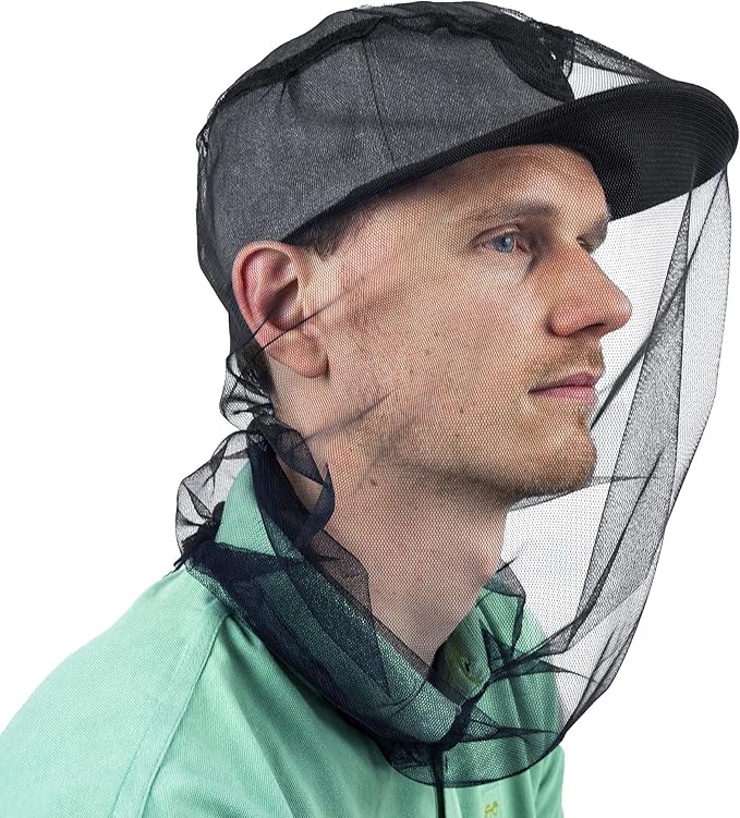 Mosquito Head Net for Insect, Fly & Bug Protection - Quality Mesh Netting for Travel, Camping, Gardening, Safari & Fishing - Fits All Type of Hats for Men & Women