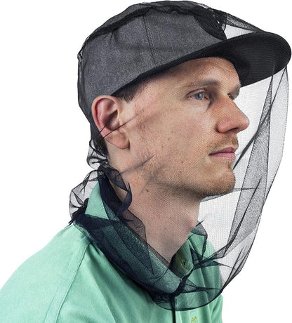 Mosquito Head Net for Insect, Fly & Bug Protection - Quality Mesh Netting for Travel, Camping, Gardening, Safari & Fishing - Fits All Type of Hats for Men & Women