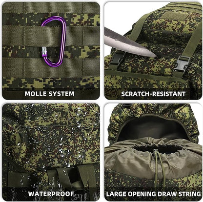 70L Camping Hiking Military Tactical Backpack Outdoor Water-Repellent Adjustable Sport Bags