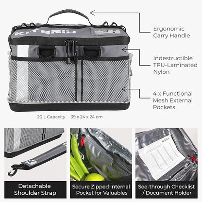 KITBRIX Large Gym Bag - Waterproof Sports, Travel & Outdoor Duffle Bag - Kit & Equipment Bags for Football, Soccer, Swimming, Cycling, Running, Triathlon, Baseball, Hockey - Gray