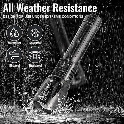 Rechargeable Flashlights 2 Pack, 990,000 Lumens Super Light Flashlight with LCD Digital Display, 5 Adjustable Mode Powerful Tactical Flashlight, Waterproof Flashlights for Camping Hiking