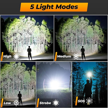 Flashlights High Lumens - 990000 LM, 12 Hour Rechargeable Super Bright Flash Light with 5 Light Modes, IPX6 Waterproof LED Powerful Flashlight for Home Outdoor Camping