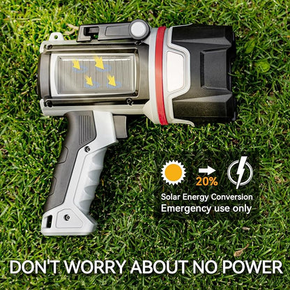 Rechargeable Spotlight, 3LED 1500,000 Lumens 24H Handheld Hunting Spotlight Flashlight Led Spot light with Cob Light and Solar Panels, Lightweight and Bright Spotlight for Hunting Boating Camping
