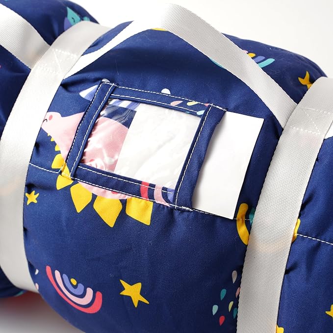 Bunnikins & Clover Toddler Nap Mat with Removable Pillow, Nap Mats for Preschool, Easy Clean Toddler Nap Pad for Kindergarten, Kids Sleeping Bag for Travel Camping
