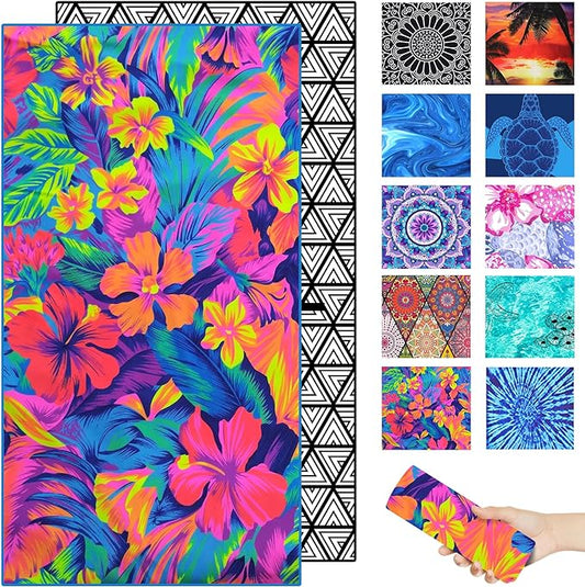 Microfiber Beach Towel – Quick Dry Lightweight Sand Free Oversized Large Towel Accessories Travel Must Swim Pool Yoga Camping Summer Cruise Ship Essentials Compact Sandproof Gift Bouquet(71" 32")